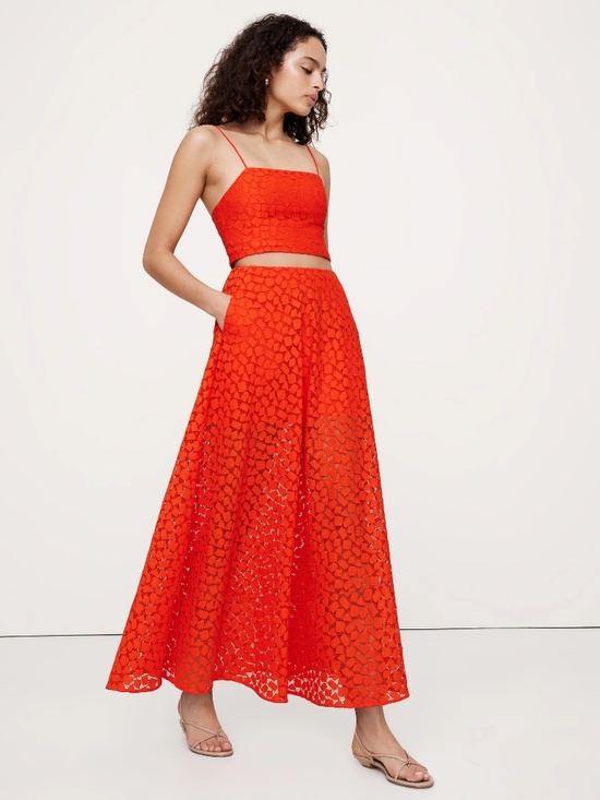 Banana Republic Dresses & Skirts - New! Banana Republic Lace Maxi Skirt, BLood Orange, Size 12
